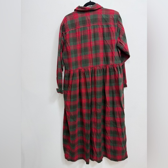 Eddie Bauer Red and Green Plaid Long Sleeve Dress, EUC - Picture 2 of 4